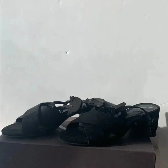 NWT Brian Atwood Black Tie-up Suede Sandals - Picture 3 of 7